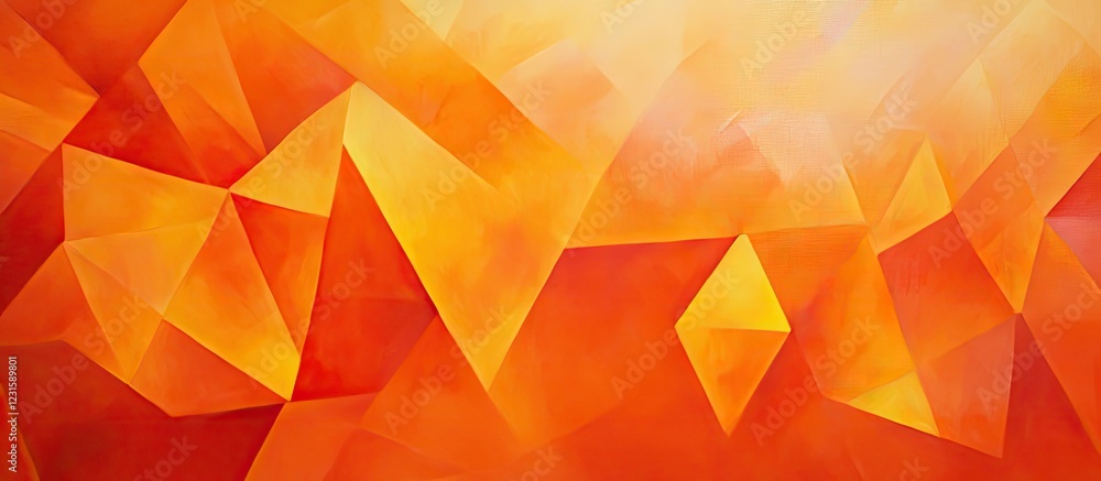 Poster vibrant abstract geometric design with varying shades of orange triangles against a warm background 