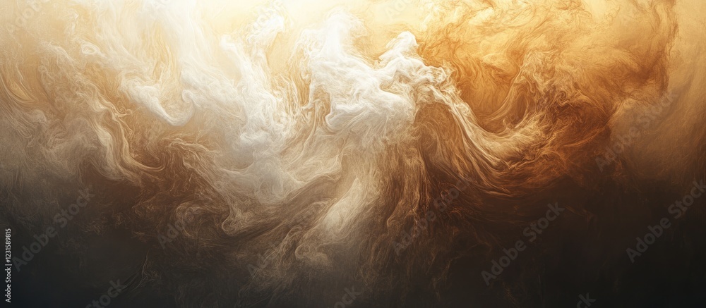 Aufkleber Swirling smoke patterns in warm beige and brown tones creating a dynamic abstract background with captivating textures and visual depth.