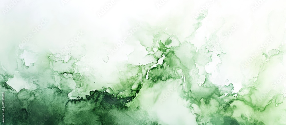 Poster elegant abstract watercolor background featuring soft greens and subtle whites flowing harmoniously 