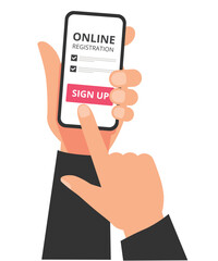 Online registration form and sign up button stock illustration