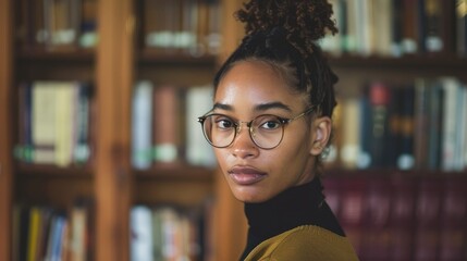 Conceptual portrait of a female STEM student in her early 20s.
