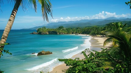 Samana peninsula concept, view of Playa (beach) Rincon