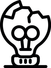 Broken lightbulb representing a lack of ideas, a mental block, or a failure in innovation