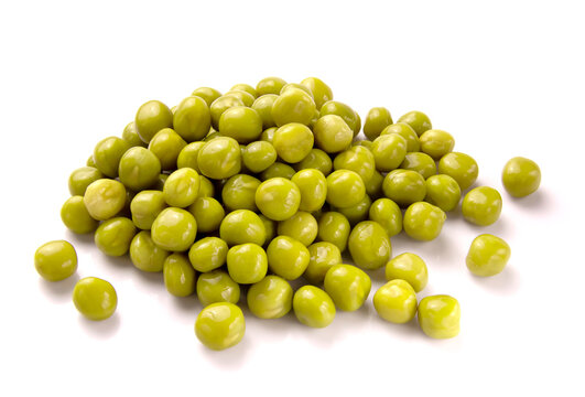 Marinated green peas  isolated on white background.