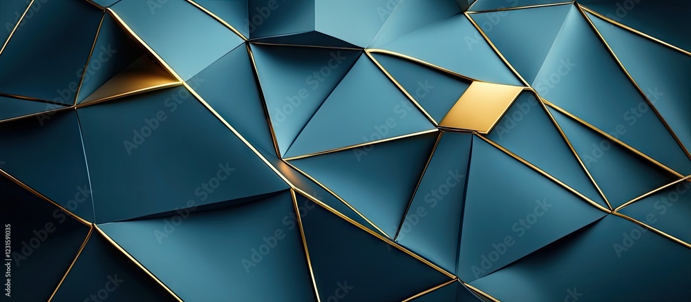 Aufkleber textured teal and gold abstract background featuring overlapping geometric shapes with sharp angles 