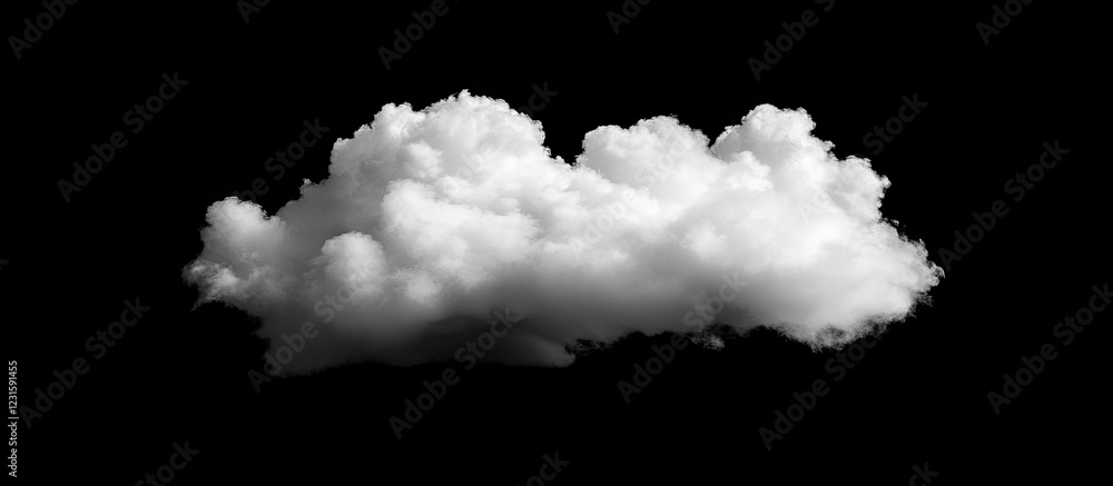 Aufkleber Isolated fluffy white cloud on a transparent background with soft edges perfect for design projects featuring a dark backdrop for contrast