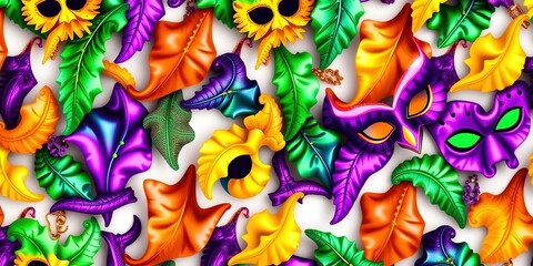 Fototapeta premium Carnival Line Patterns: Intricate Designs & Celebration Motifs