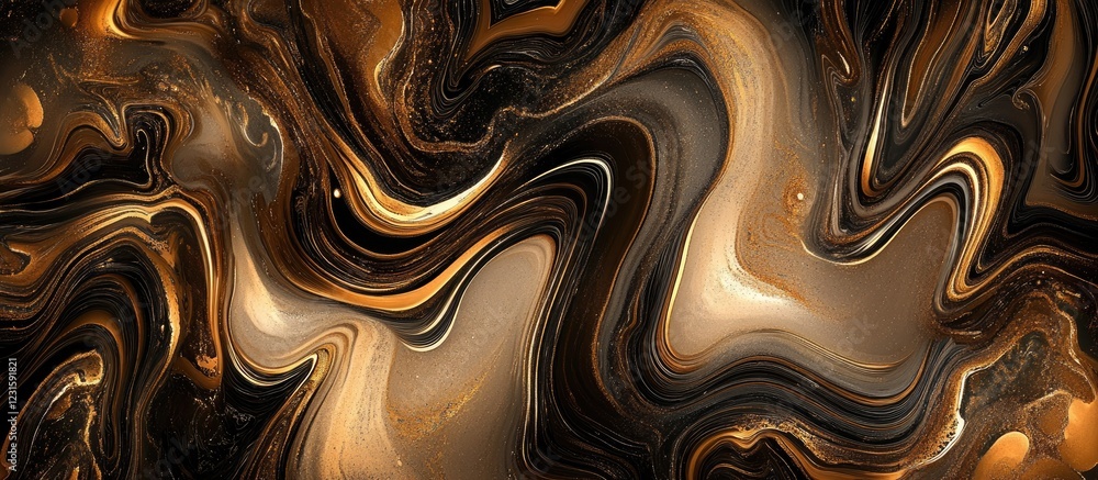 Leinwandbilder brown gold and black swirled marble background with unique patterns creating a stunning visual appea