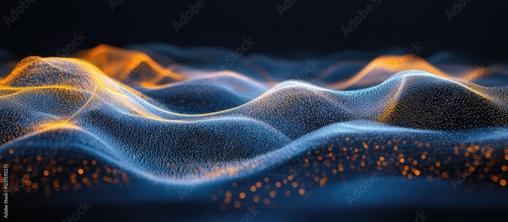 Poster vibrant abstract waves of cool tones in blue and orange create a mesmerizing visual experience with 