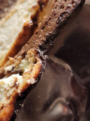 Chocolate cake. Cake with chocolate icing. Culinary chocolate baking