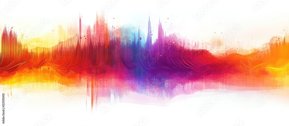 Aufkleber vibrant abstract panorama showcasing a sonic soundwave spectrum with dynamic patterns in shades of r