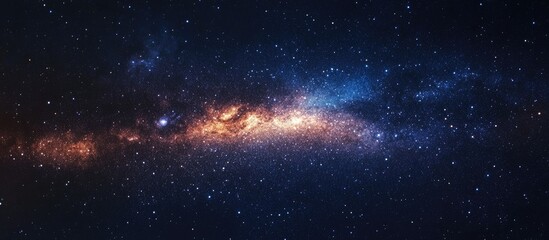 Fototapeta premium Vibrant cosmic landscape featuring a colorful nebula with deep blues and fiery oranges, showcasing the expanse of the universe filled with stars.