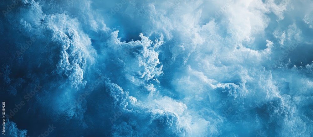 Poster blue abstract clouds with soft white highlights creating a serene atmosphere. the composition focuse