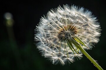 Dandelion Seed Macro Close-up Black Background