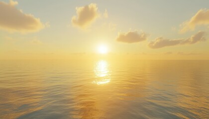 Obraz premium Golden Hour Seascape: Serene Sunset Over Calm Ocean