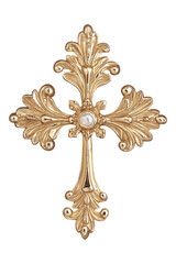 Luxury Gold Cross with Diamonds and Ornate Design