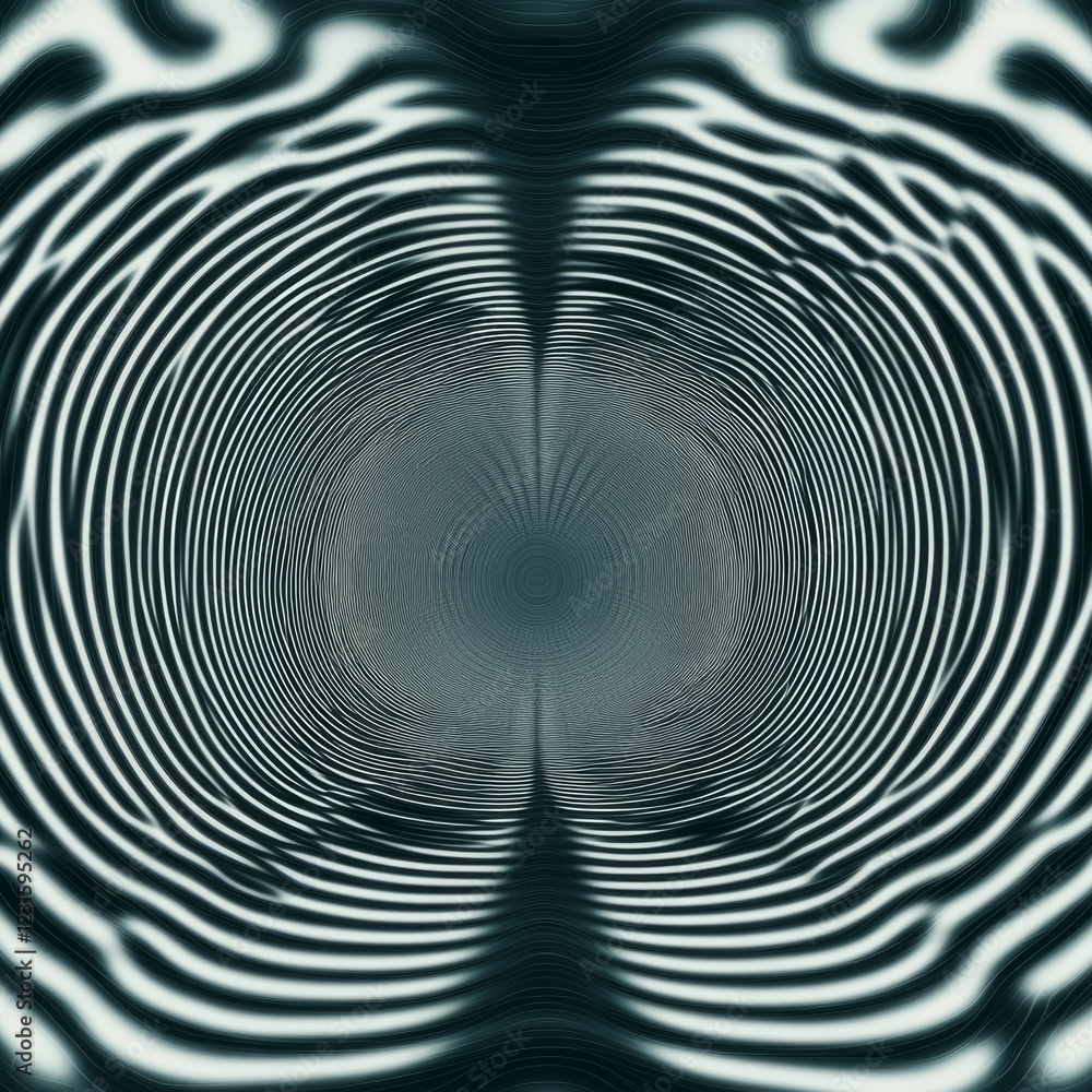 Poster a captivating abstract image featuring black and white circular patterns forming a hypnotic tunnel i