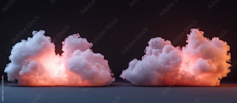 Leinwandbilder mesmerizing pink smoke clouds emit a soft glow against a dark background with rich rgb lighting, cre