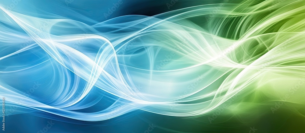 Poster smooth flows of blue green and white lines creating a dynamic abstract background ideal for website 