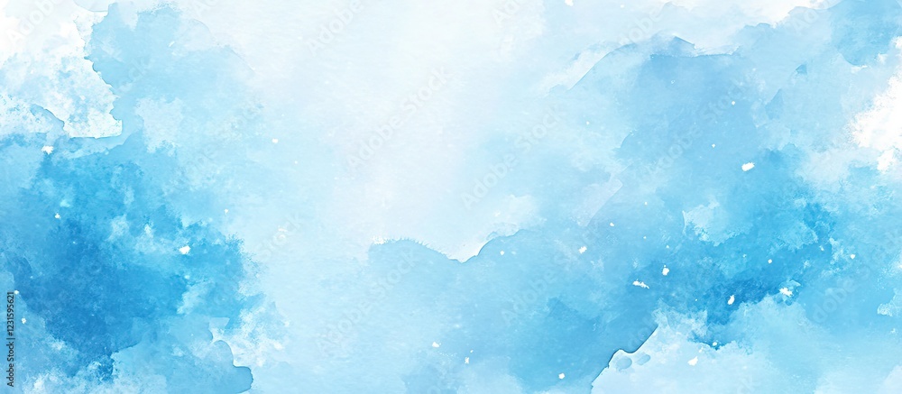 Poster luminous blue winter snowflakes blend harmoniously in a soft watercolor background creating a serene