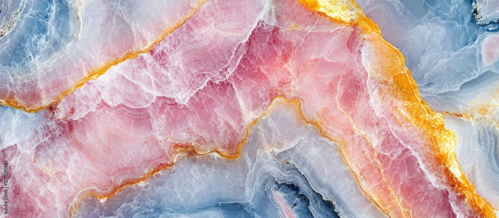 Leinwandbilder vibrant abstract marble background with swirling patterns in blue, pink, yellow, and hints of gold, 
