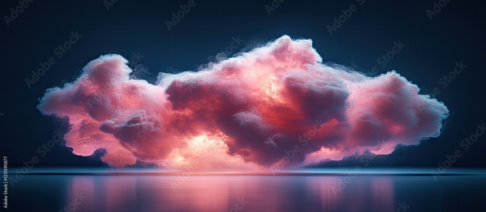 Fototapete Mesmerizing glowing pink smoke clouds float against a dark background illuminated by vibrant RGB lighting creating a captivating visual atmosphere