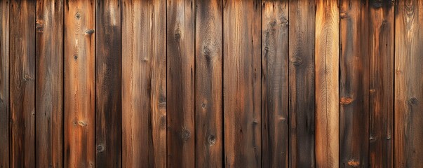 Rustic background of a wooden barn wall with detailed wood grain and natural imperfections, warm brown tones