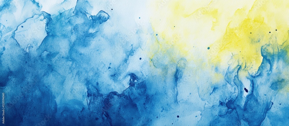 Aufkleber colorful abstract background with deep blue and bright yellow hues blending together in a swirling p