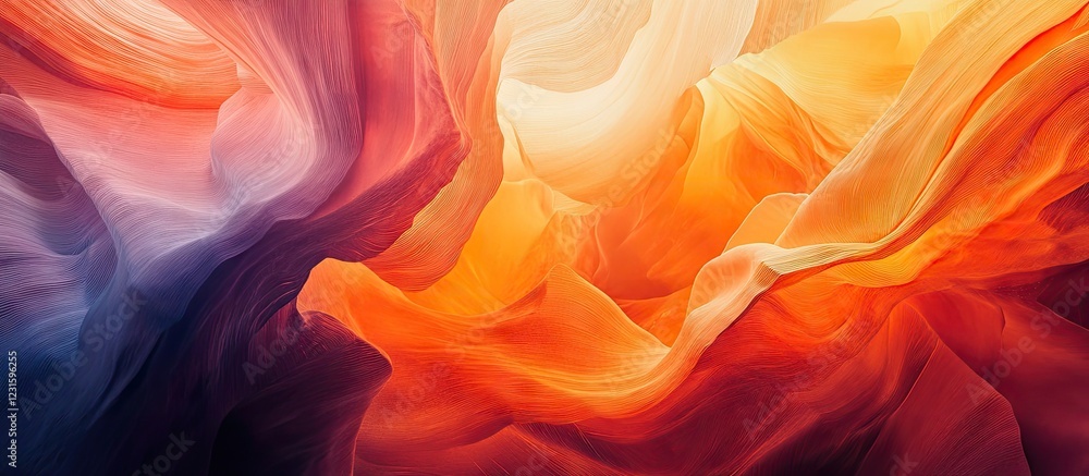 Leinwandbilder vibrant abstract wallpaper with smooth orange and red wave patterns swirling in the foreground and s