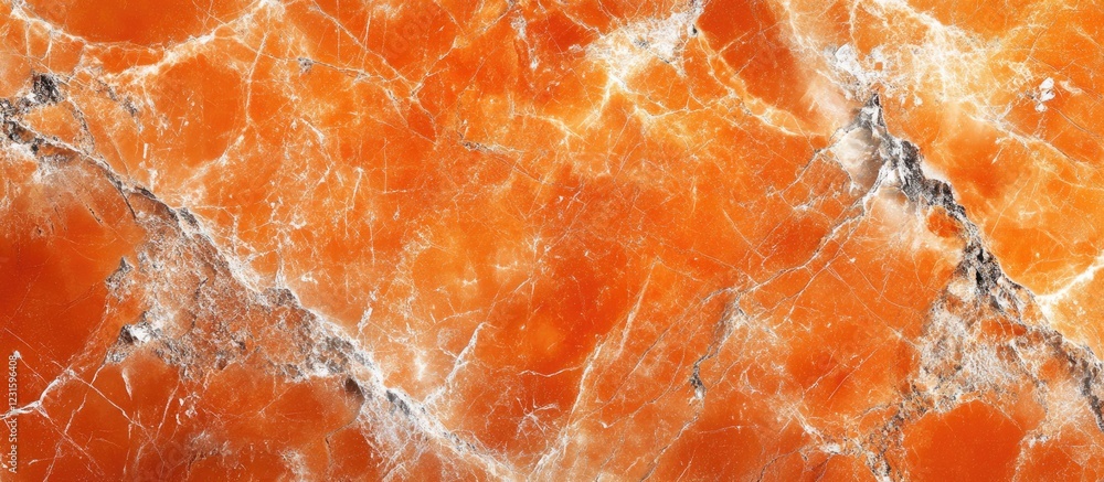 Aufkleber close-up of textured glass marble surface with vibrant orange background showcasing intricate detail