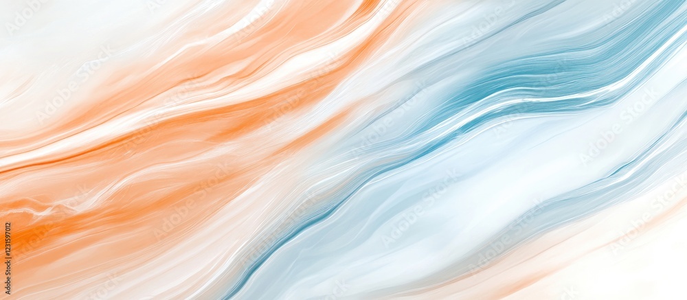 Poster elegant marble swirls in soft peach and delicate blue tones create fluid shapes with smooth patterns