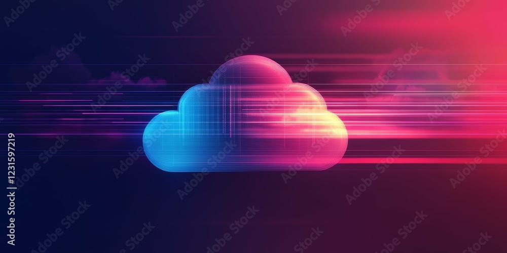 Poster vibrant cloud technology illustrating speed and connectivity in modern digital networking