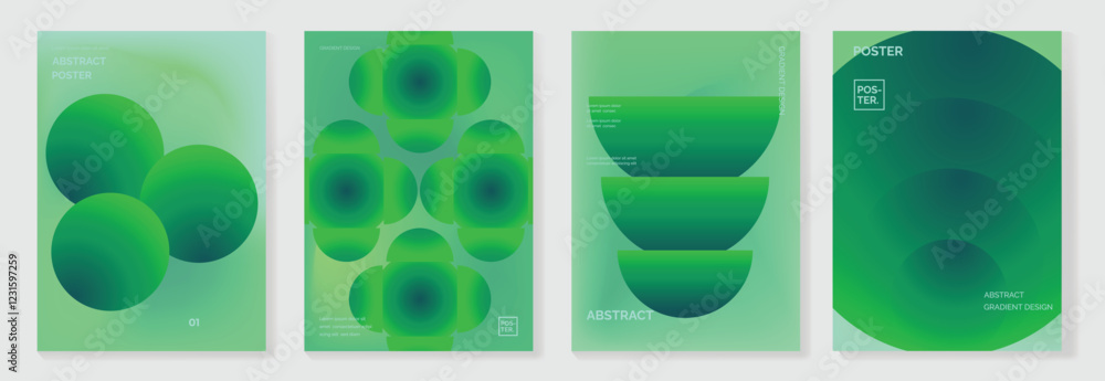 Wall mural modern gradient poster background vector set. minimalist cover template with green and blue perspect