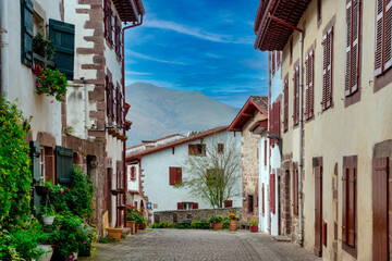 Small street of Saint Jean Pied de Port, Pyrenes, France