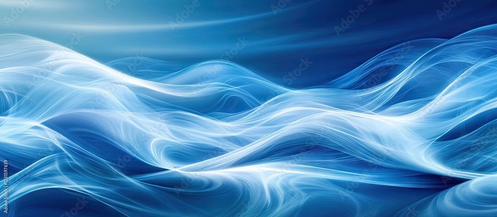 Aufkleber fluid blue waves with gradients of white and light blue flow gracefully across the image, creating a