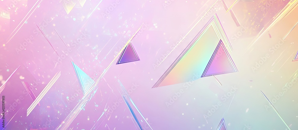 Aufkleber pastel triangles in shades of pink, blue and purple arranged in a dynamic pattern on a soft gradient