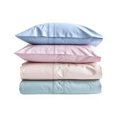 High Thread Count Cotton Bed Sheets in Soothing Pastel Isolated on Transparent Background