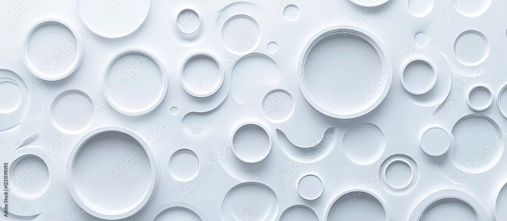 Poster modern white textured surface with varying sized circles and subtle shadows ideal for 2024 themed ba