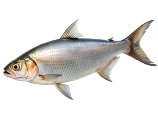 hilsa fish on a white background