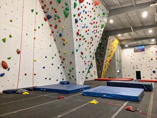 Indoor Rock Climbing Wall with Crash Pads