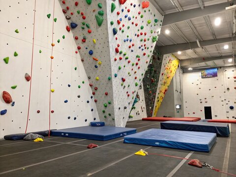 Indoor Rock Climbing Wall with Crash Pads