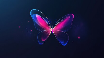 Fototapeta premium Glowing butterfly, dark background, digital art, website design