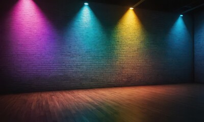 Spotlights on a grunge brick wall