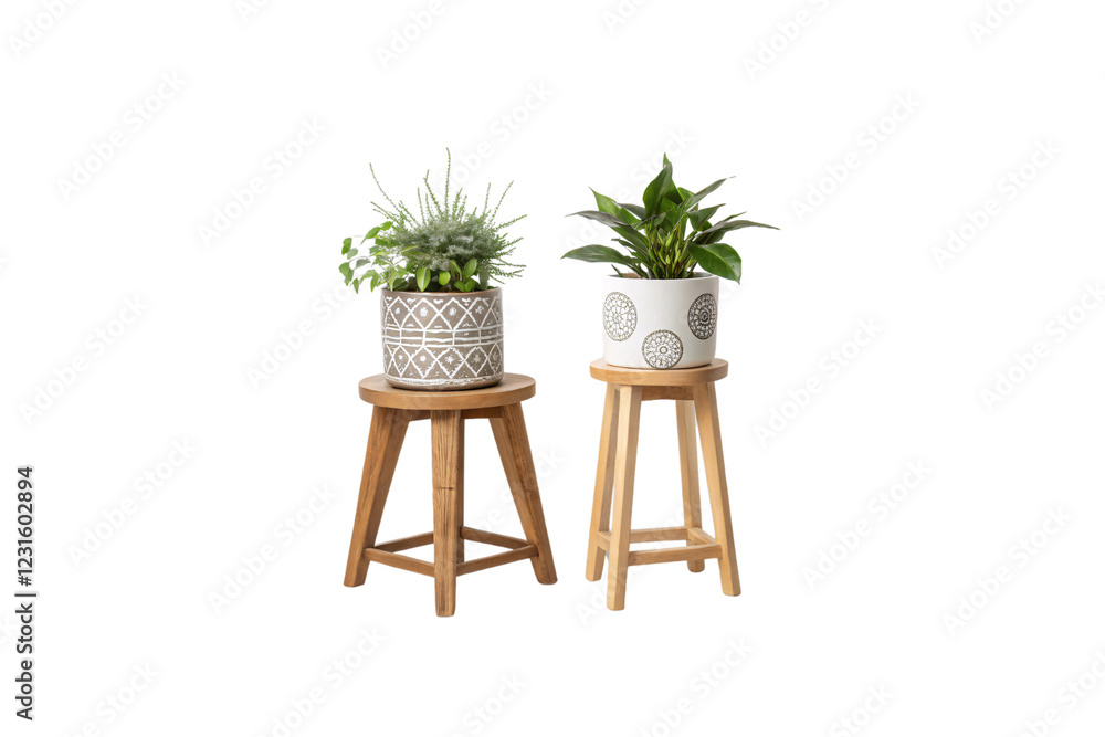 Aufkleber two stylish pots, one with circular patterns and another with diamond designs, displayed on matching