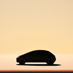 A black car is parked in front of a yellow wall. The car is in the foreground and the wall is in the background