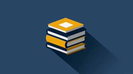 Stack of Books Forming a Cube, Minimalist Illustration