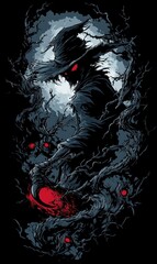 Dark Fantasy Scarecrow  Spooky Halloween Illustration  Gothic Horror Art