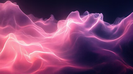 Obraz premium Pink purple digital waves flow dark background, website design