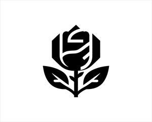 Rose Silhouette Logo Design 
