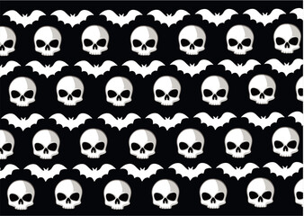 skull and bat for halloween pattern